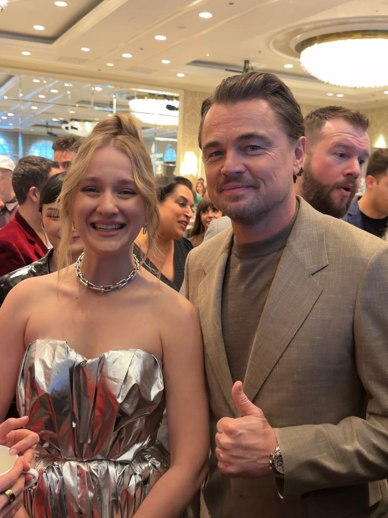 Настя Федько и Леонардо ДиКаприо на премии «Золотой глобус»