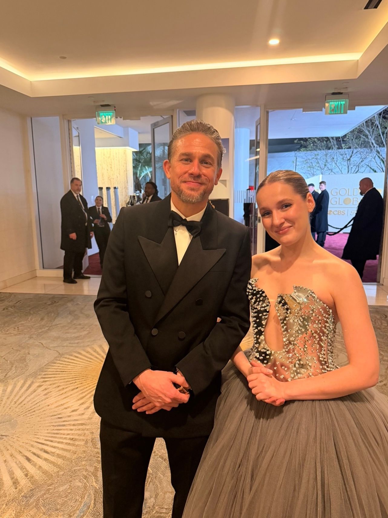 Настя Федько и Чарли Ханнэм на премии «Золотой глобус»