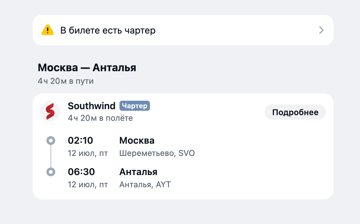 Чартер на Авиасейлс