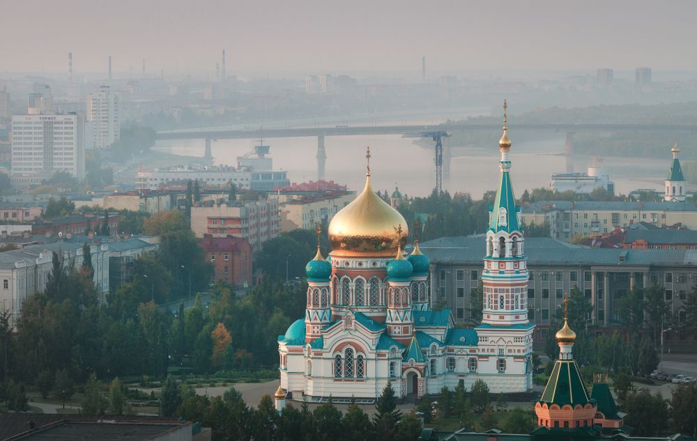 Вид на Омск и Успенский Собор