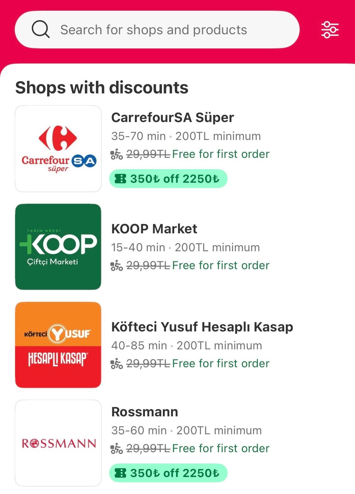 Приложение доставки еды