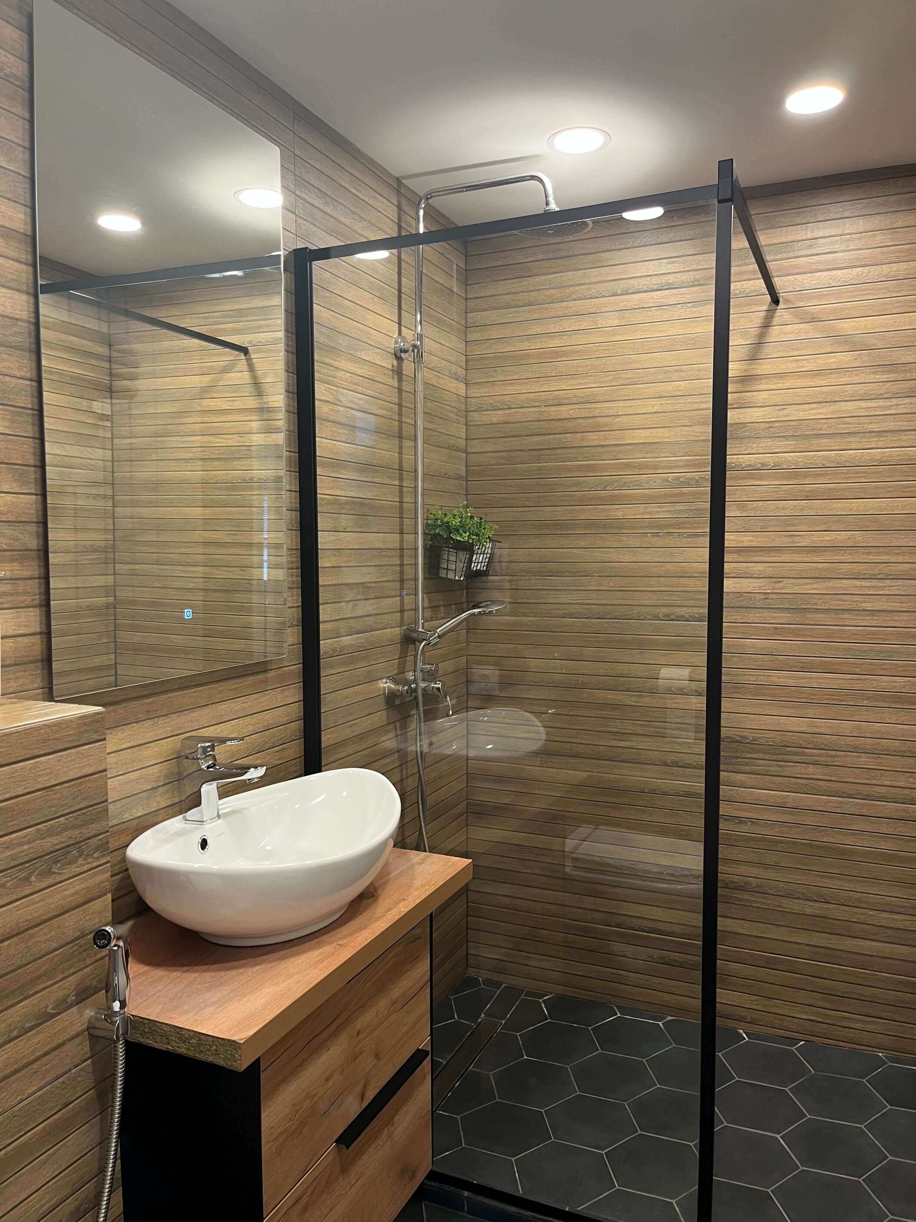 Ванная в коттедже в Карелии