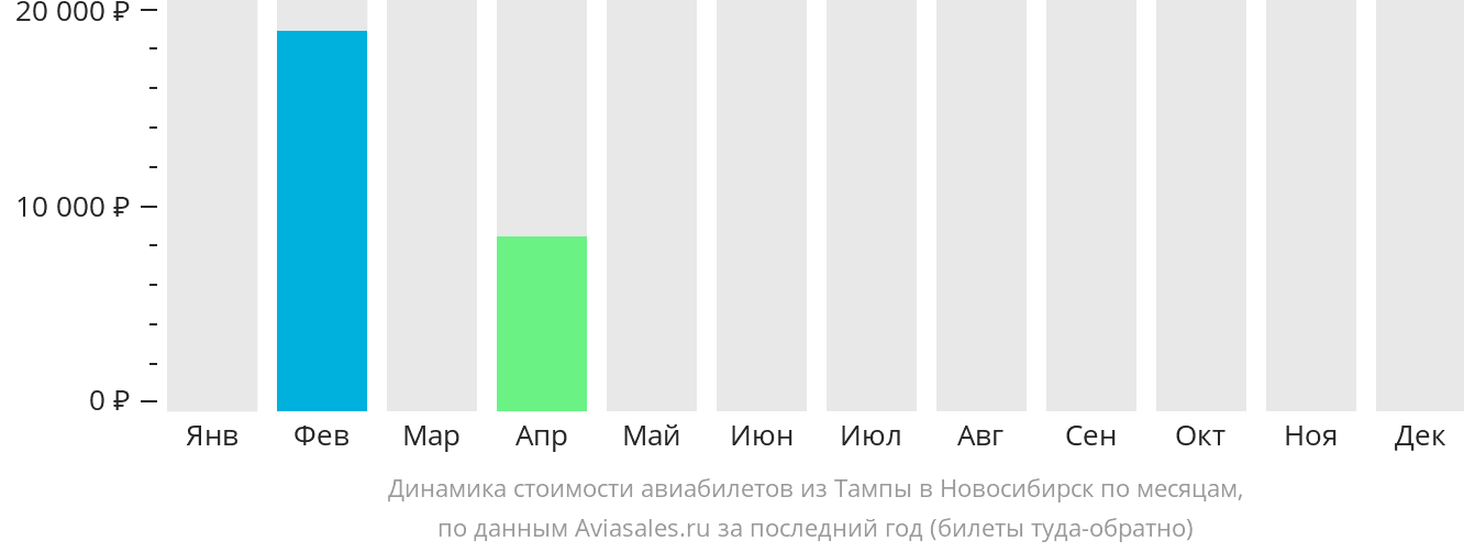Динамика стоимости авиабилетов из Тампы в Новосибирск по месяцам