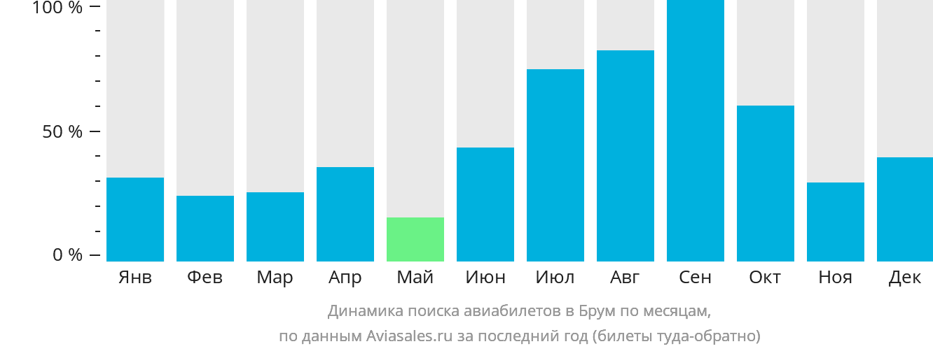 Динамика поиска авиабилетов в Брум по месяцам