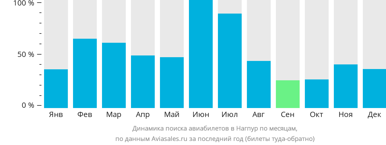 Динамика поиска авиабилетов в Нагпур по месяцам